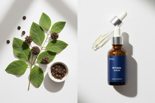 Bakuchiol vs Retinol skincare comparison — natural plant extract versus vitamin A derivative