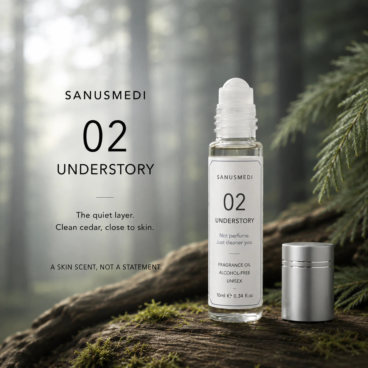 Sanusmedi 02 Understory clean cedar unisex perfume oil bottle