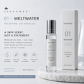 Meltwater fragrance oil rollerball held in hand, everyday unisex scent