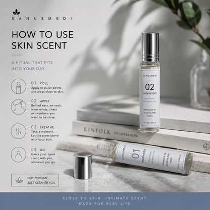 Unisex perfume oil gift duo, alcohol-free skin scents by Sanusmedi