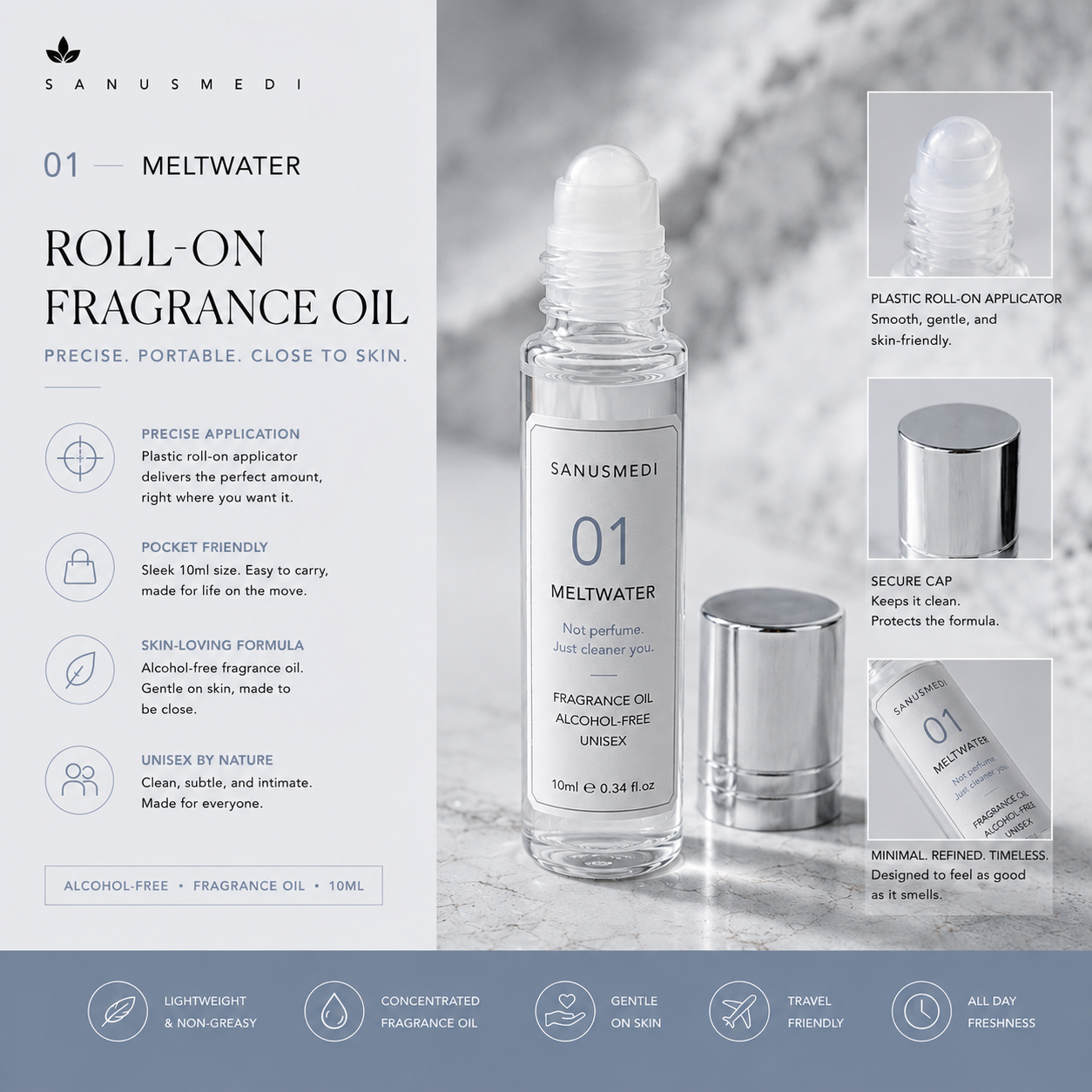 Meltwater unisex skin scent perfume oil bottle from another angle