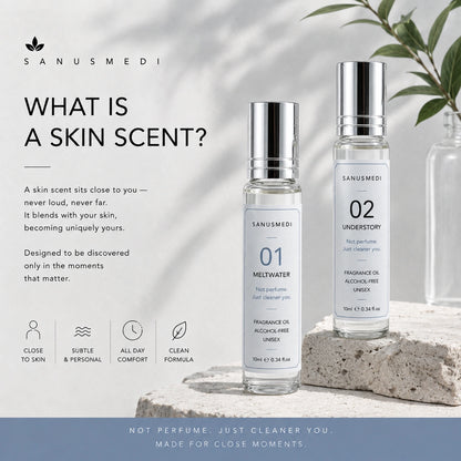 Discovery Duo fragrance oil set styled on minimalist background