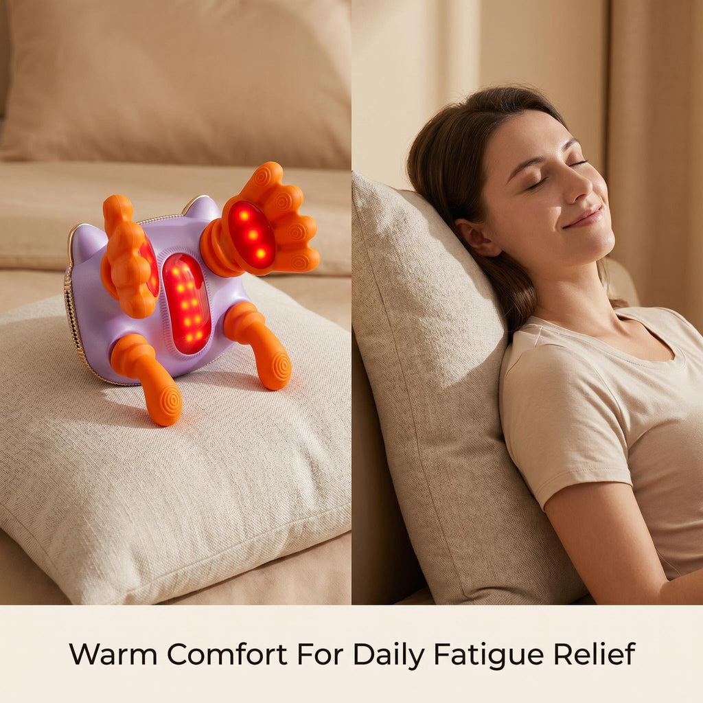 LUMA massager control buttons showing intensity and heat settings