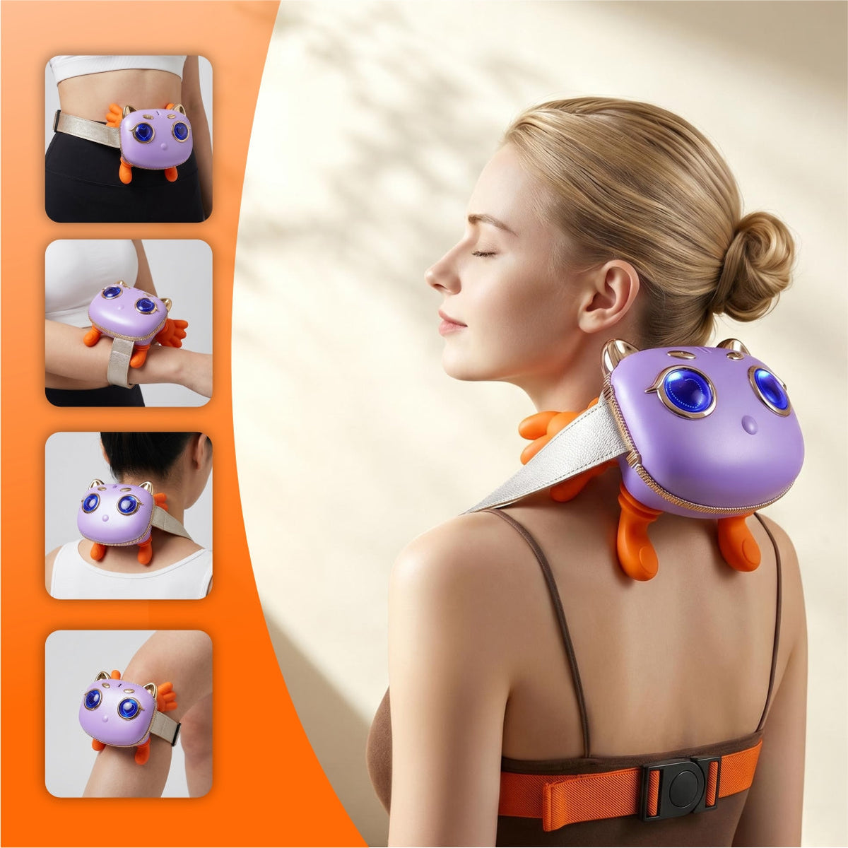 LUMA cordless heated massager worn around the neck